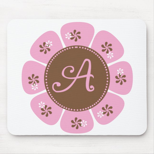 Tapis De Souris Monogramme Brown et rose A (Devant)