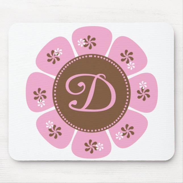 Tapis De Souris Monogramme Brown et rose D (Devant)