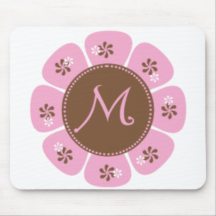 Tapis De Souris Monogramme Brown et rose M