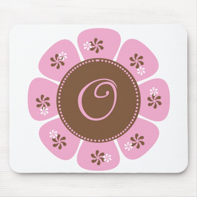 Tapis De Souris Monogramme Brown et rose O (Devant)