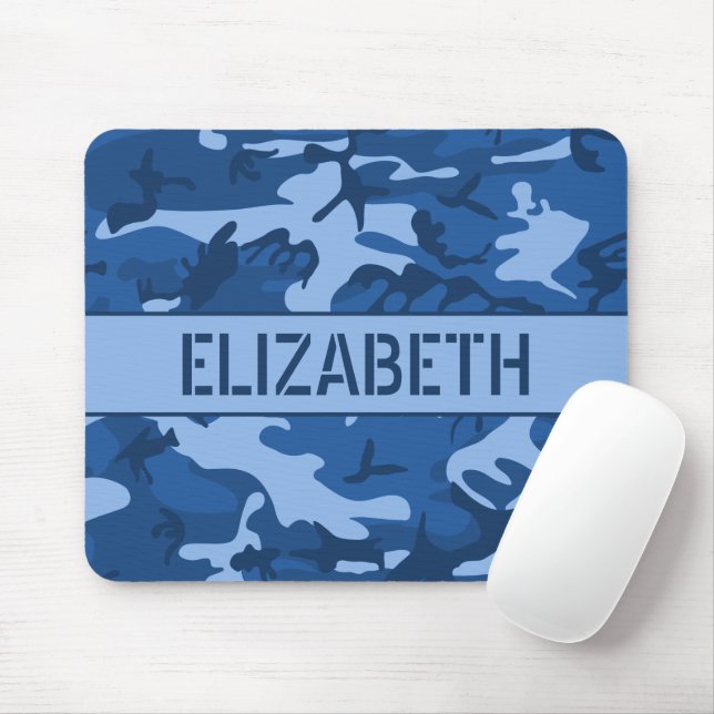 Tapis De Souris Monogramme Camouflage Bleu (Avec souris)