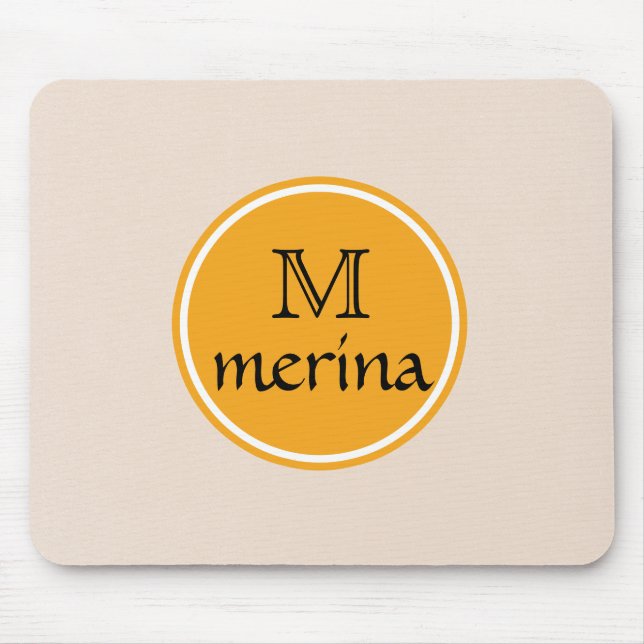 Tapis De Souris Monogramme Cercle jaune or (Devant)