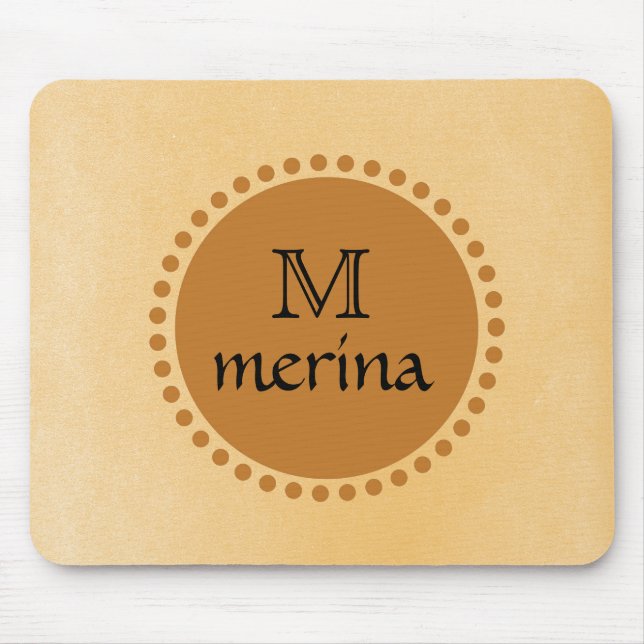 Tapis De Souris Monogramme Cercle jaune or (Devant)
