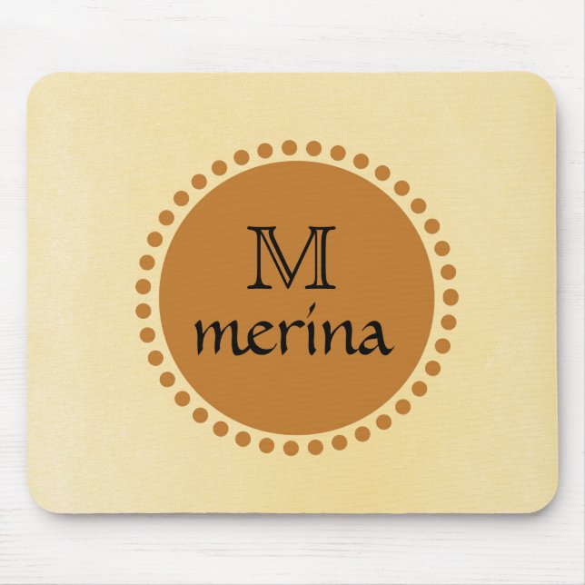Tapis De Souris Monogramme Cercle jaune or (Devant)