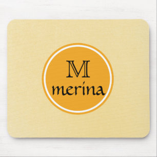 Tapis De Souris Monogramme Cercle jaune or