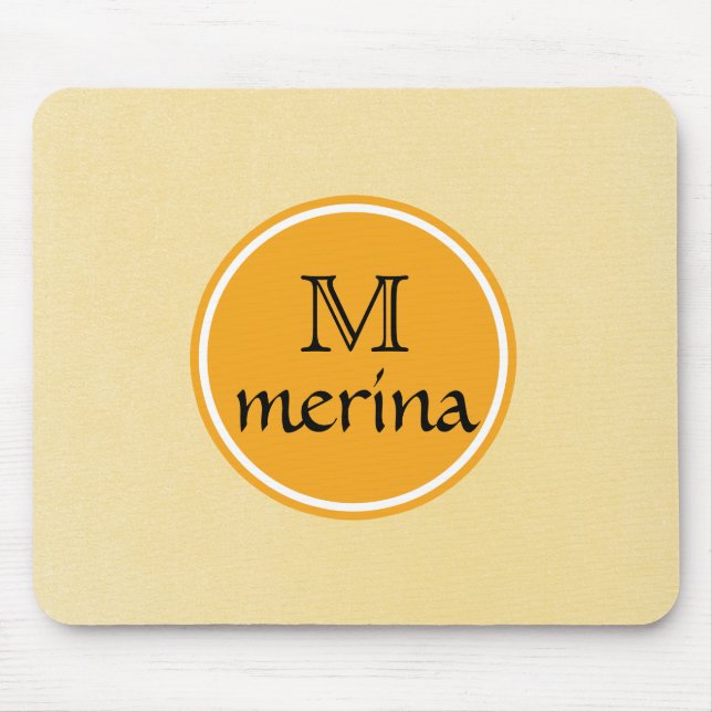 Tapis De Souris Monogramme Cercle jaune or (Devant)