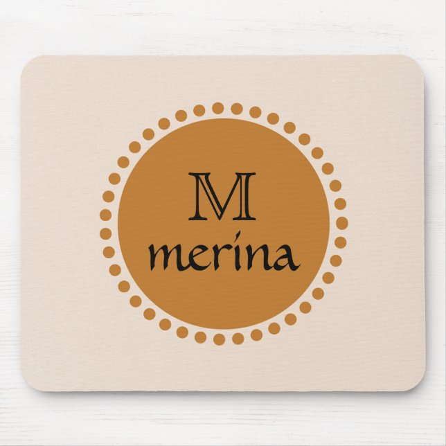 Tapis De Souris Monogramme Cercle jaune or (Devant)