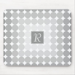 Tapis De Souris Monogramme Cercles Gris Moderne