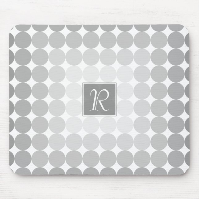 Tapis De Souris Monogramme Cercles Gris Moderne (Devant)