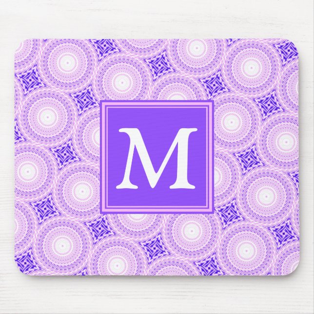 Tapis De Souris Monogramme cercles violets motif (Devant)