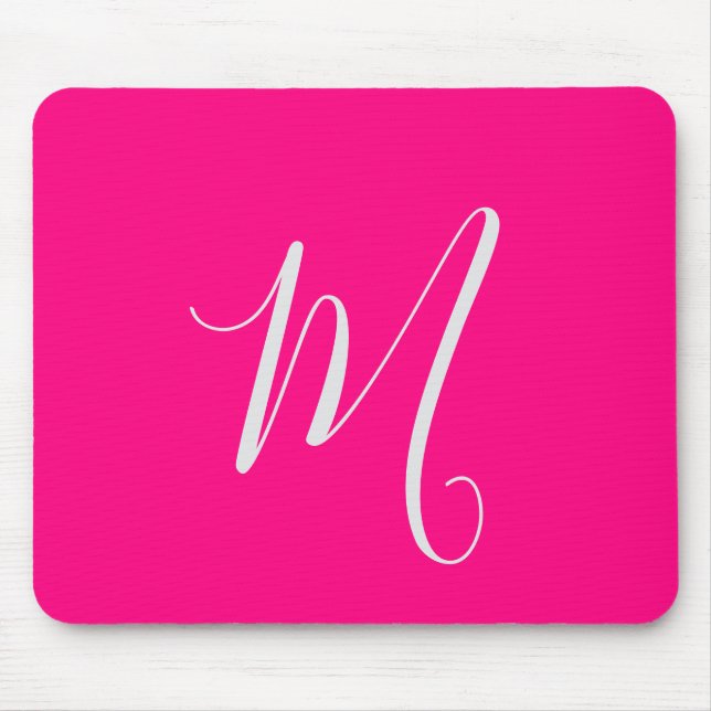 Tapis De Souris monogramme chic rose chaud  (Devant)
