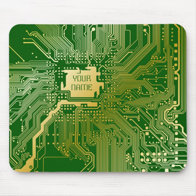 Tapis De Souris Monogramme Circuit Motherboard Electronique Chip T (Devant)