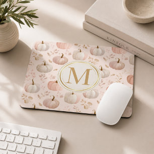 Tapis De Souris Monogramme Citrouille Pastel – Initiale Personnali