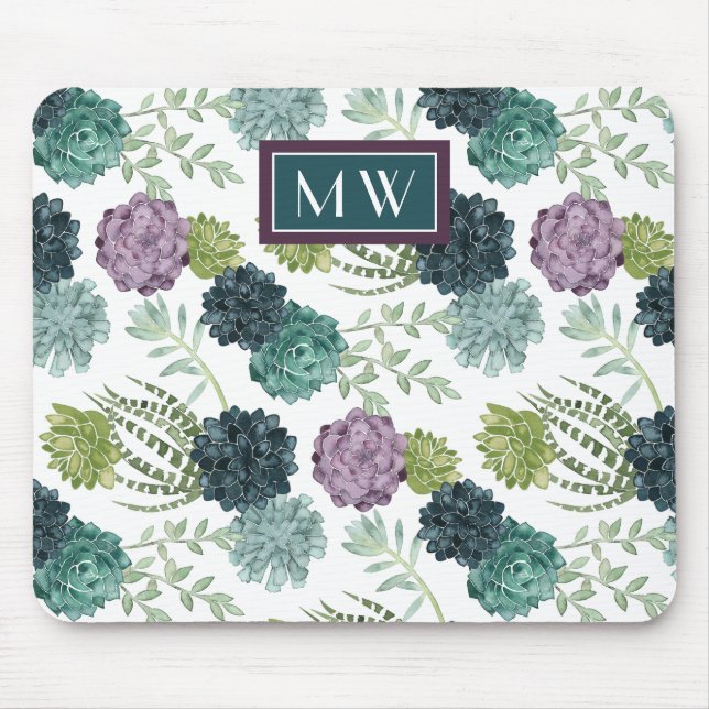 Tapis De Souris Monogramme | Collection Plante de bonheur Pa Succu (Devant)