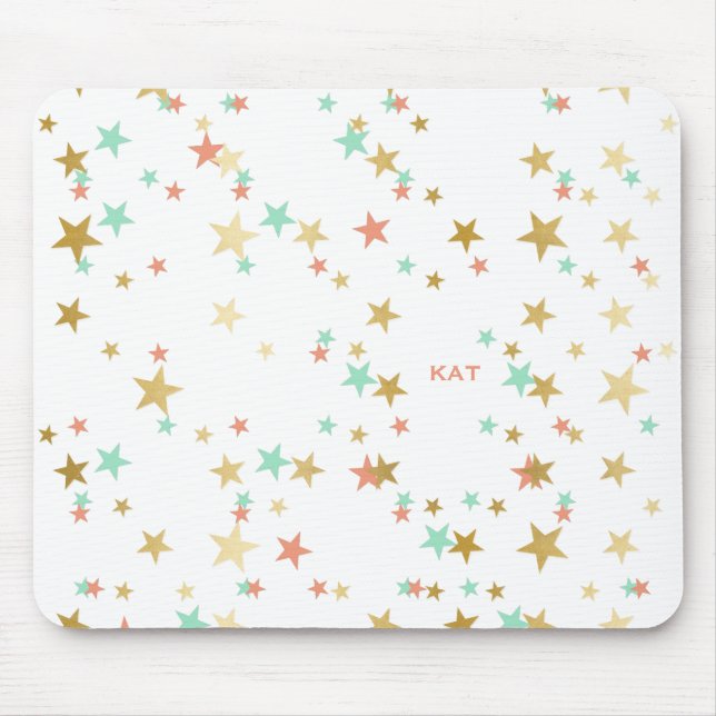 Tapis De Souris Monogramme Confetti Confetti de Pêche, Monnaie et  (Devant)