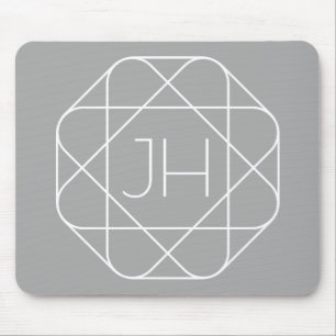 Tapis De Souris Monogramme Cool, Style de Logo Hip Vibe Gris & B