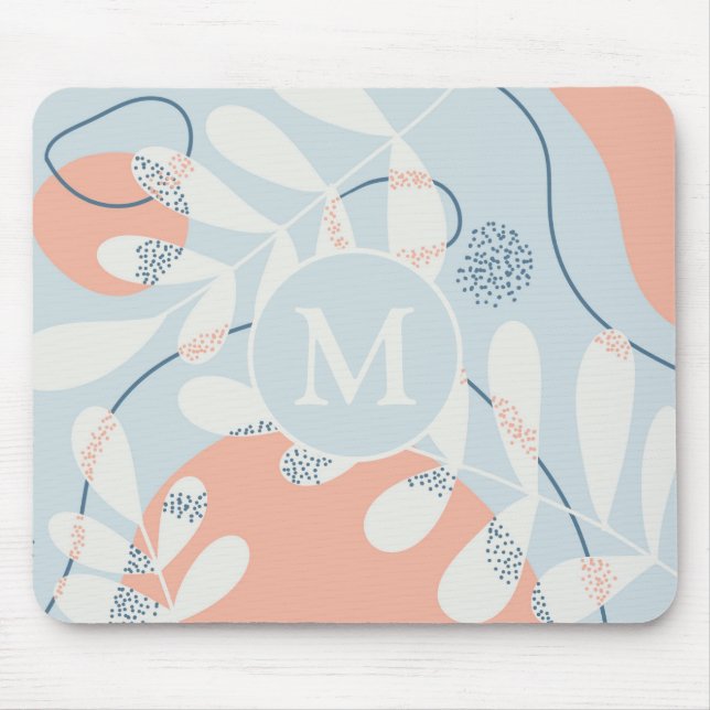 Tapis De Souris Monogramme d'art botanique Abstrait moderne (Devant)