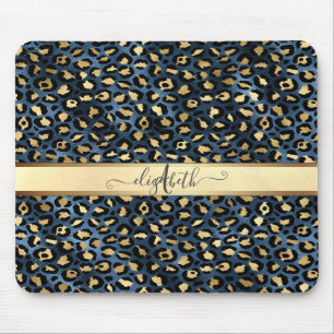 Tapis De Souris Monogramme de bronze noir Motif léopard