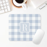 Tapis De Souris Monogramme de contrôle du bison bleu poussiéreux<br><div class="desc">Tapis de souris monogramme sur mesure avec motif de contrôle de buffle bleu pâle à base d'initiales personnalisées.</div>
