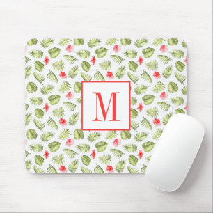 Tapis De Souris Monogramme de feuilles de palmier modernes