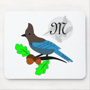 Tapis De Souris Monogramme de Jay bleu Steller