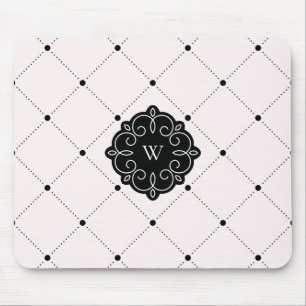 Tapis De Souris Monogramme de motif de points de diamant rose et