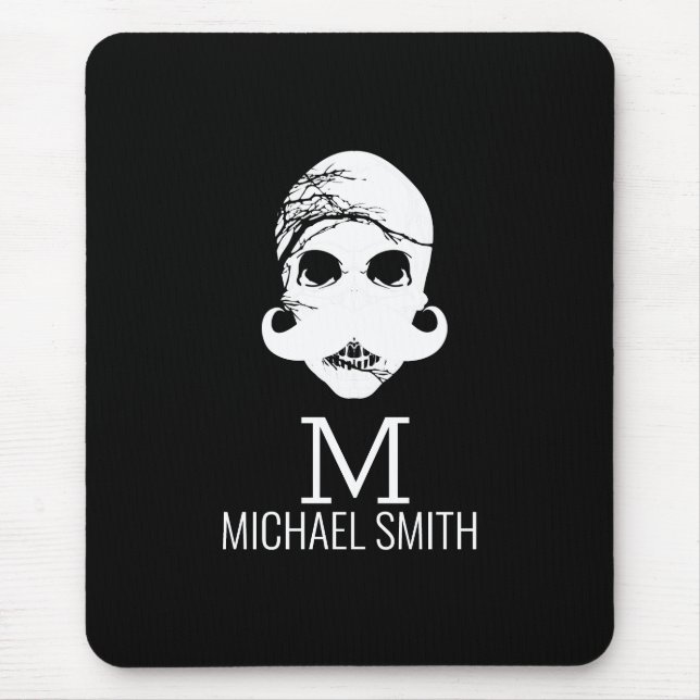 Tapis De Souris Monogramme de moustache amusant (Devant)