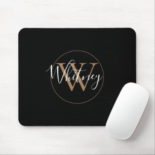 Tapis de souris monogramme de nom de script or noi
