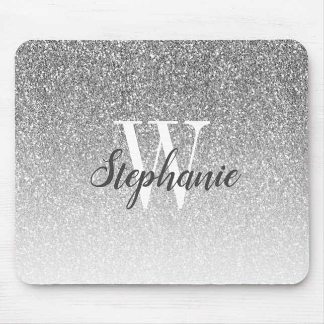 Tapis De Souris Monogramme de Parties scintillant de luxe Silver O (Devant)