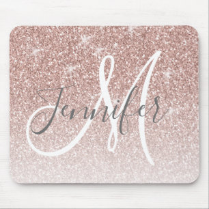 Tapis De Souris Monogramme de Parties scintillant Gold Rose de fil