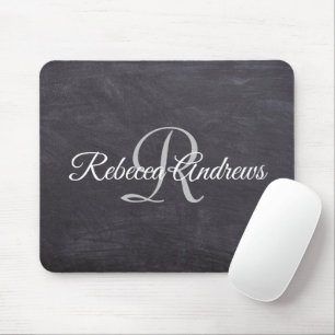Tapis De Souris Monogramme de tableau noir rustique