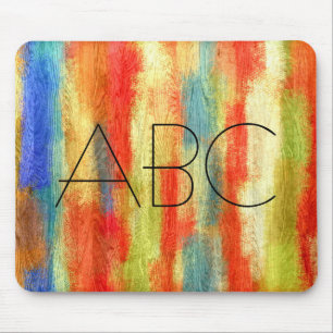 Tapis De Souris Monogramme de texture de grain de bois abstrait co