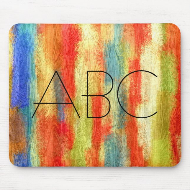 Tapis De Souris Monogramme de texture de grain de bois abstrait co (Devant)