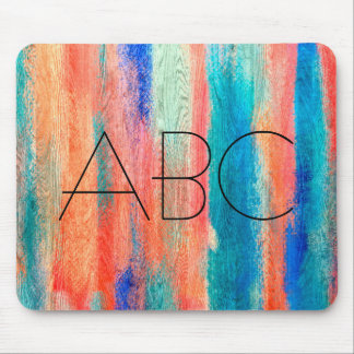 Tapis De Souris Monogramme de texture de grain de bois coloré