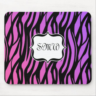 Tapis De Souris Monogramme De Zèbres Violets Et Roses