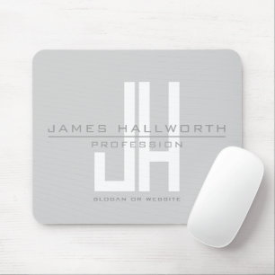 Tapis De Souris Monogramme d'entreprise moderne   Gris