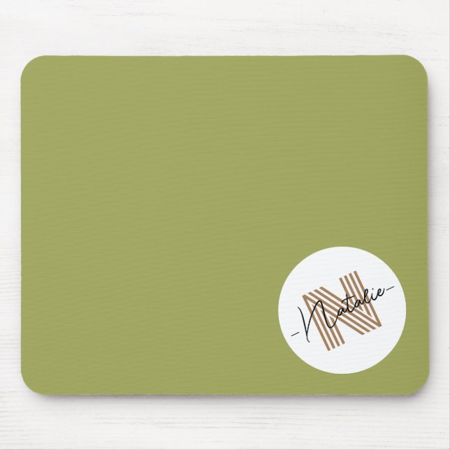 Tapis De Souris Monogramme Design élégant simple Design naturel ol (Devant)