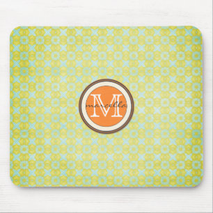 Tapis De Souris Monogramme d'orange d'arrière - plan de motif d'o
