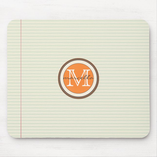 Tapis De Souris Monogramme d'orange d'arrière - plan de papier de (Devant)