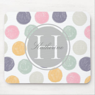 Tapis De Souris monogramme double artistique couleur pastel à pois