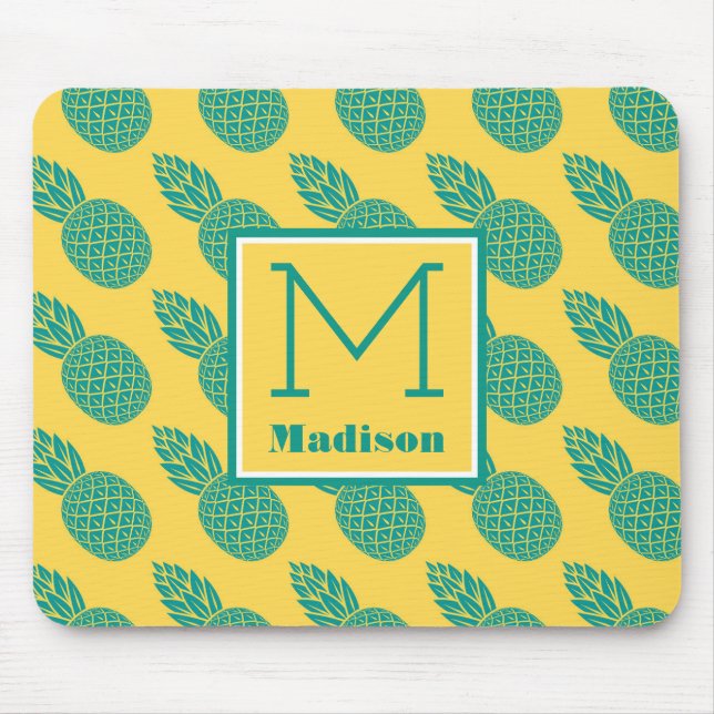 Tapis De Souris Monogramme du motif | d'ananas (Devant)