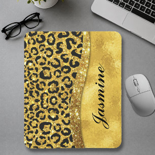 Tapis De Souris Monogramme élégant à motif animal avec faux strass