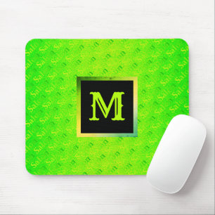 Tapis De Souris Monogramme élégant au néon fluorescent