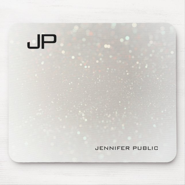 Tapis De Souris Monogramme Élégant Modèle Glam Moderne Personnalis (Devant)