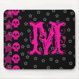 Tapis De Souris Monogramme EMO Punk de crâne de fille Pad de souri