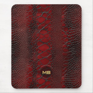 Tapis De Souris Monogramme en cuir rouge Snakeskin imprimé