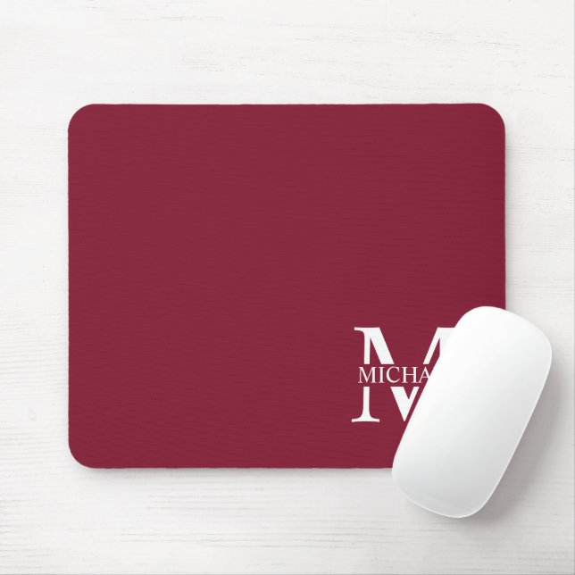 Tapis De Souris Monogramme et nom personnalisés (Avec souris)