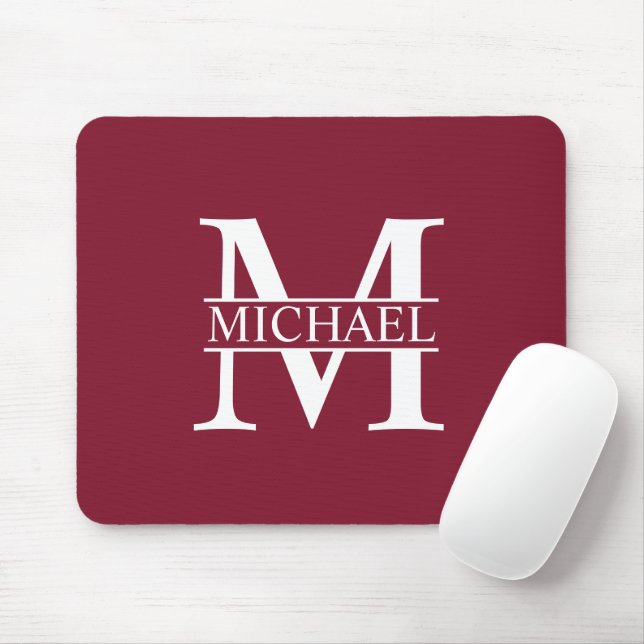 Tapis De Souris Monogramme et nom personnalisés (Avec souris)