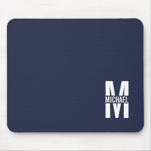 Tapis De Souris Monogramme et nom personnalisés bleu marine