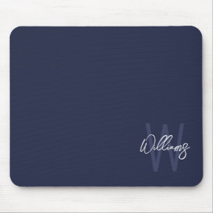 Tapis De Souris Monogramme et nom personnalisés de Navy Blue Scrip
